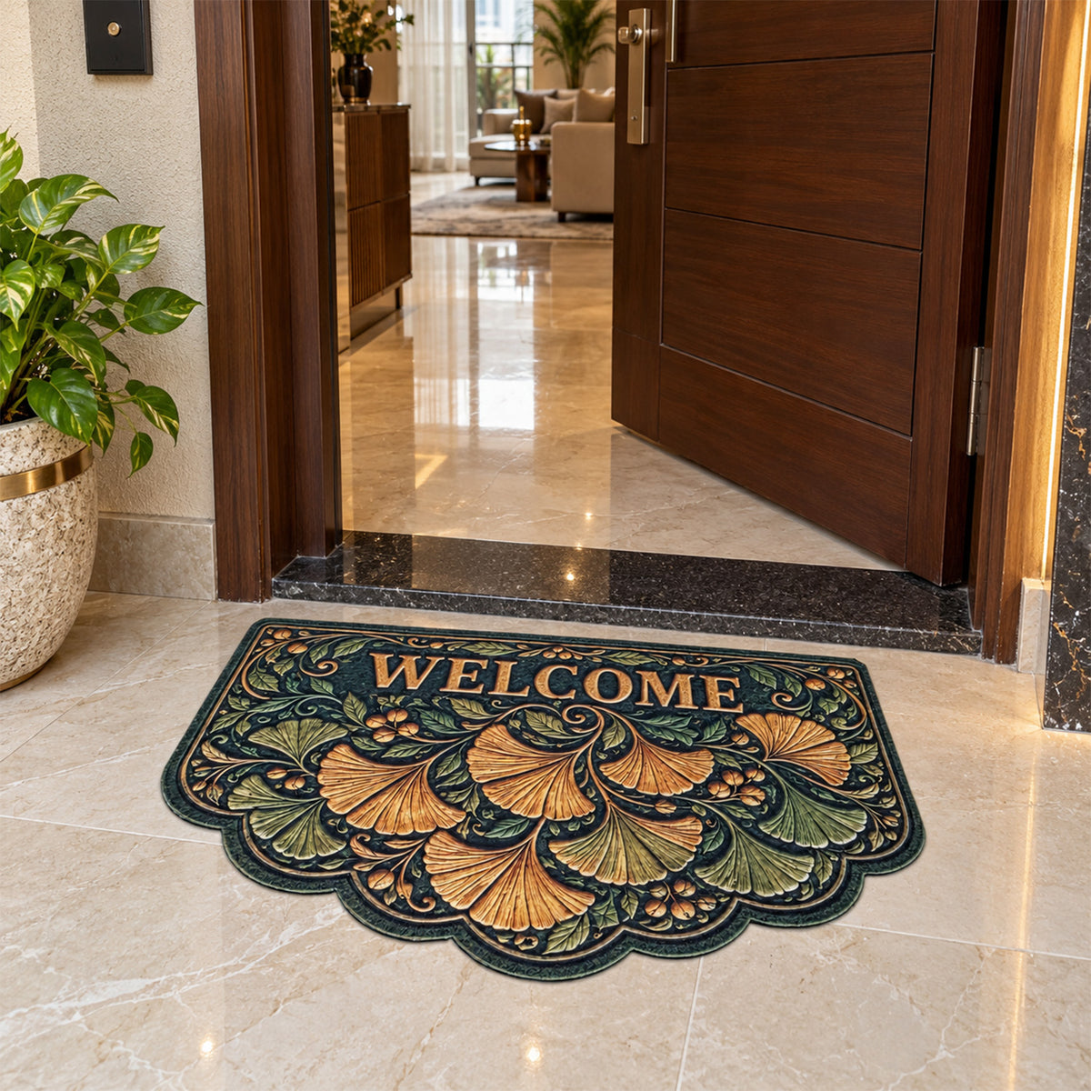 Avioni Home "Elitaire Welcome Collection" Floormat | Premium Floral Welcome Door Mat | Set of 2 or 3 | High Wear Resistance, 4mm Profile for Easy Door Clearance & High-Grip Silicone Anti-Slip Backing | 45 × 75 cm