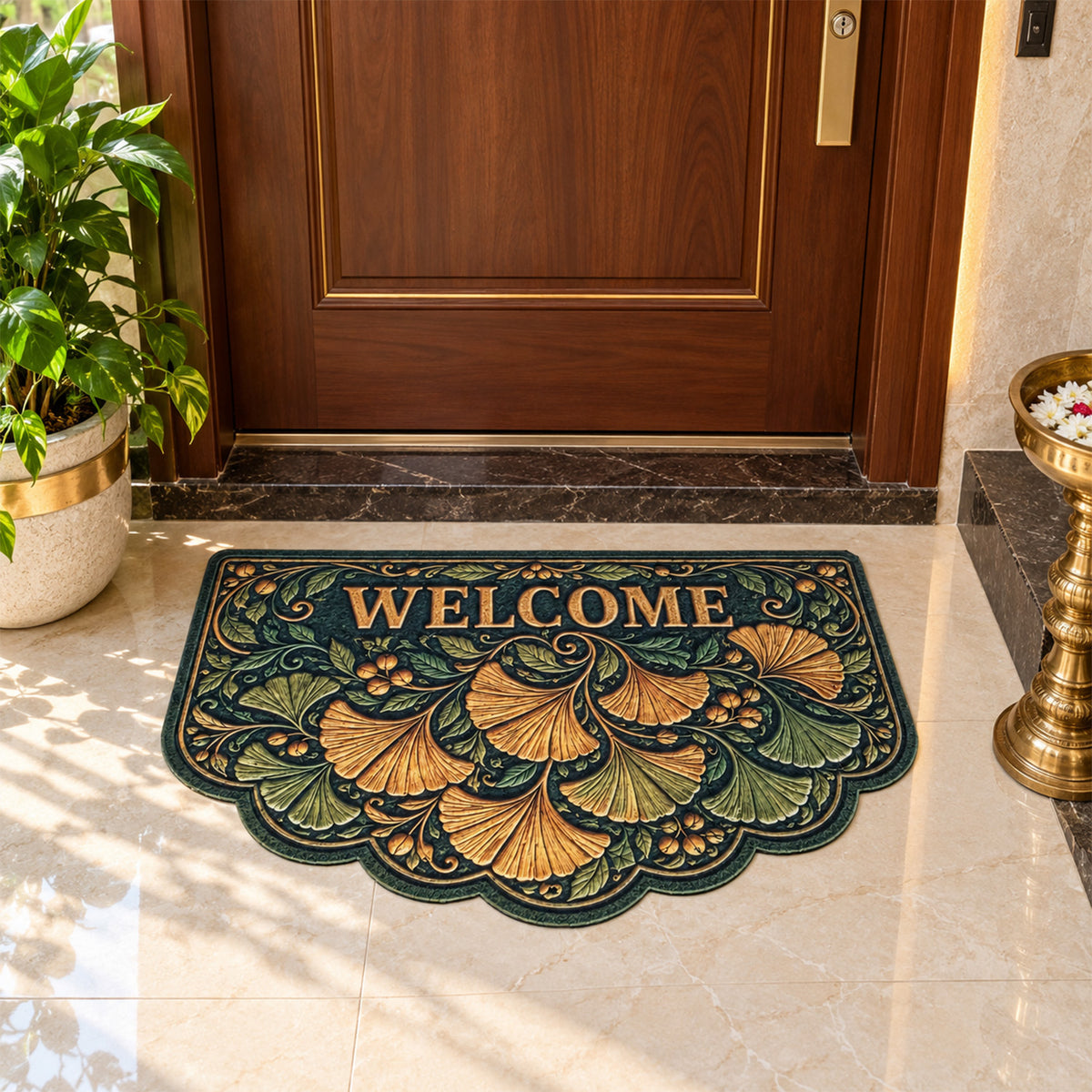 Avioni Home "Elitaire Welcome Collection" Floormat | Premium Floral Welcome Door Mat | Set of 2 or 3 | High Wear Resistance, 4mm Profile for Easy Door Clearance & High-Grip Silicone Anti-Slip Backing | 45 × 75 cm