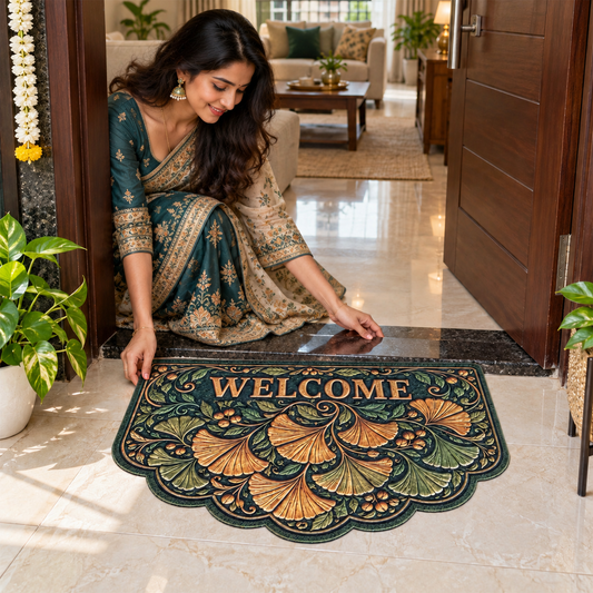 Avioni Home "Elitaire Welcome Collection" Floormat | Premium Floral Welcome Door Mat | Set of 2 or 3 | High Wear Resistance, 4mm Profile for Easy Door Clearance & High-Grip Silicone Anti-Slip Backing | 45 × 75 cm