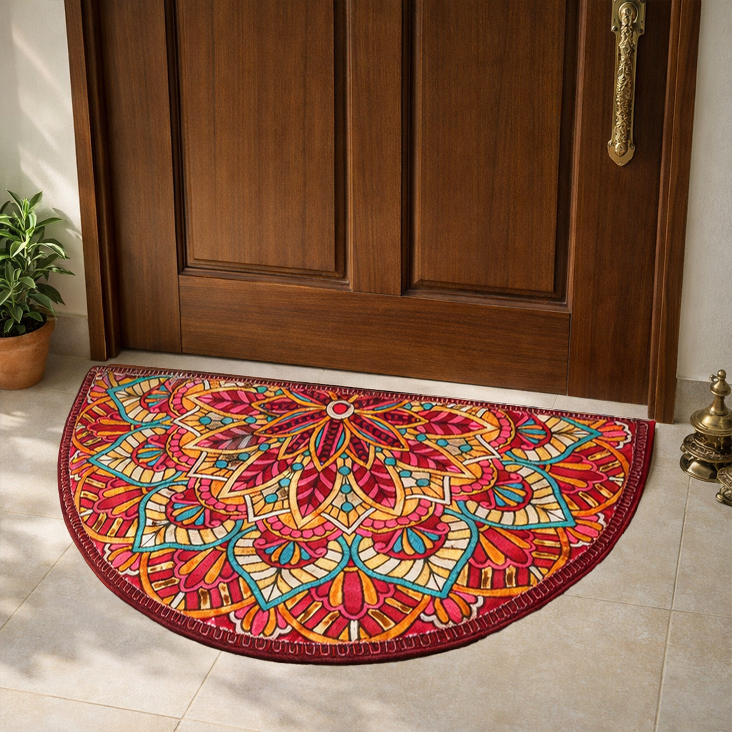 Avioni Home Floor Mats in Beautiful Rangoli Design | Anti Slip, Durable & Washable | Outdoor & Indoor