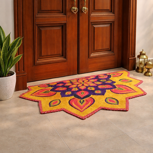 Avioni Home Floor Mats in Beautiful Rangoli Petals Design | Anti Slip, Durable & Washable | Outdoor & Indoor