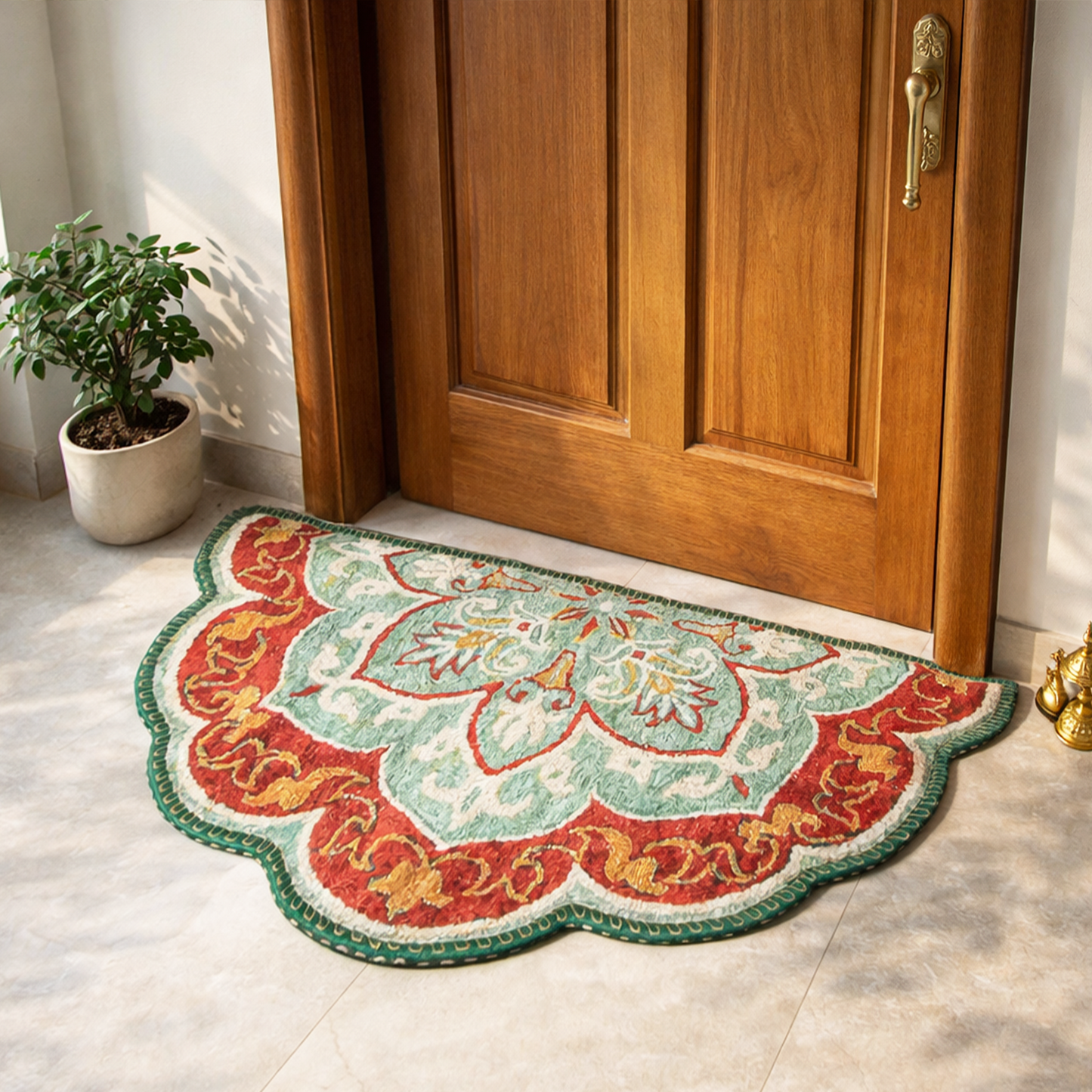 Avioni Home Floor Mats in Beautiful Rangoli Modern Petals Design | Anti Slip, Durable & Washable | Outdoor & Indoor