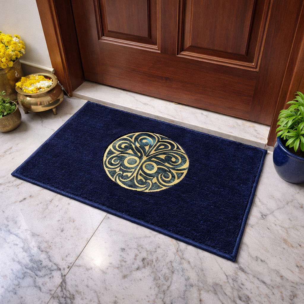 Avioni Desire Collection | Luxury Golden Touch BlueMandala Floor Mat |  Soft And Plush Handmade Door Mats / BathMats -40x60 cms (Copy)