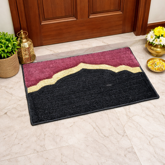 Avioni Desire Collection | Luxury Golden Touch Pink-Black Mahal  Floor Mat |  Soft And Plush Handmade Door Mats / BathMats -40x60 cms