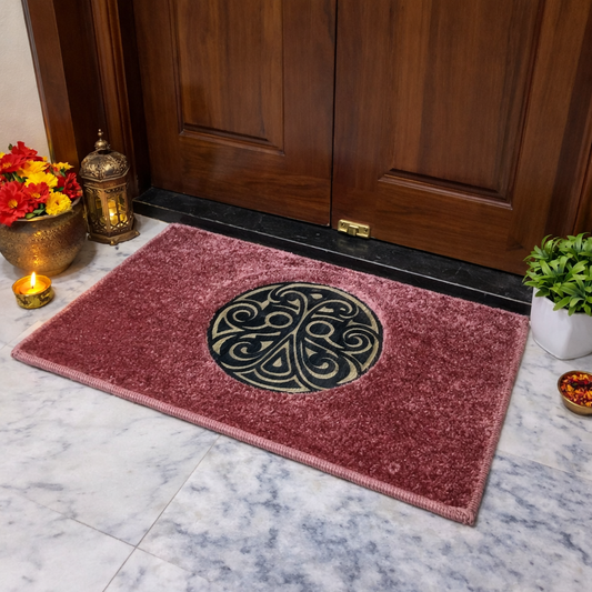 Avioni Desire Collection | Luxury Golden Touch Pink Mandala Floor Mat |  Soft And Plush Handmade Door Mats / BathMats -40x60 cms