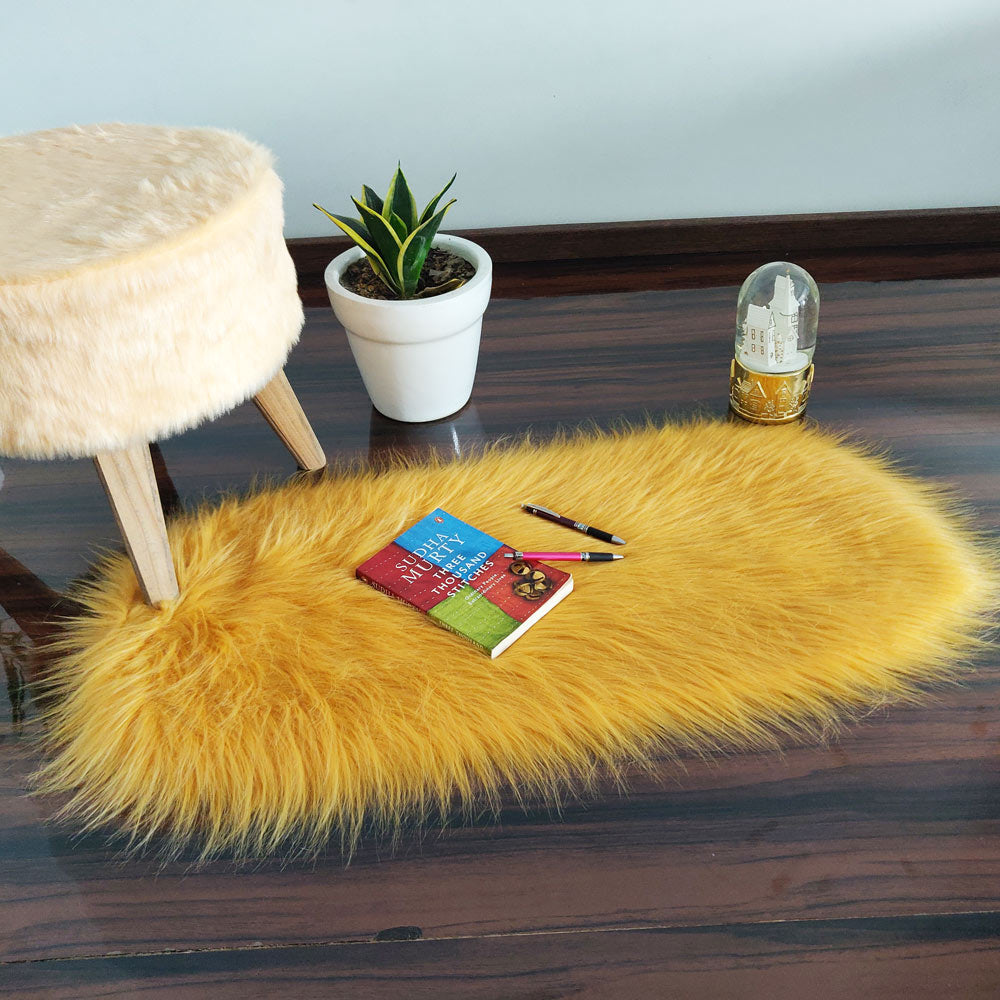 Shaggy Carpet – Premium Long Faux Fur – 88X40 cm Oval Shape – Avioni Carpets- Brown