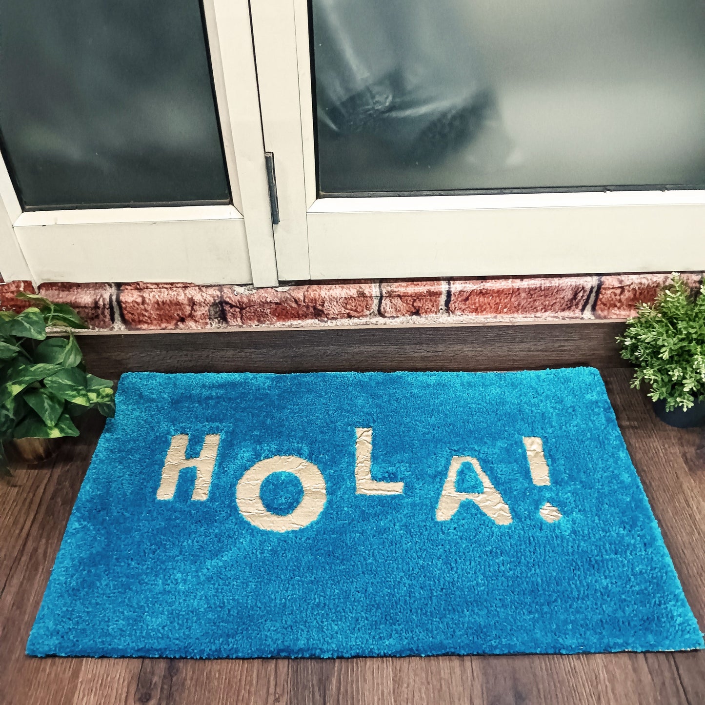 Avioni Divine Collection | Luxury Golden Touch Tufted Rug In "HOLA" (Spanish Greeting) Soft And Plush Handmade Door Mats |~25mm thick | BathMats -45x75 Cms