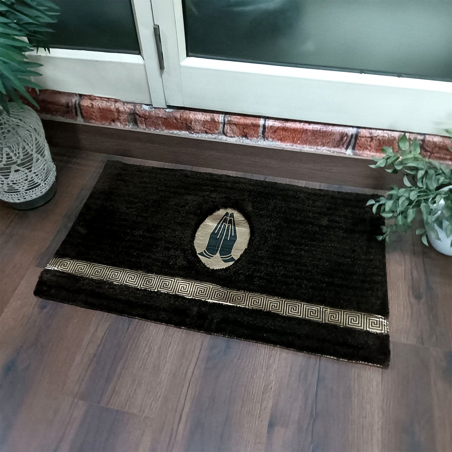 Avioni Divine Collection | Luxury Golden/Silver Touch  Dark Coffee Tufted Rug In Beautiful-Nameste Soft And Plush Handmade Door Mats |~25mm thick | BathMats -45x75 cms