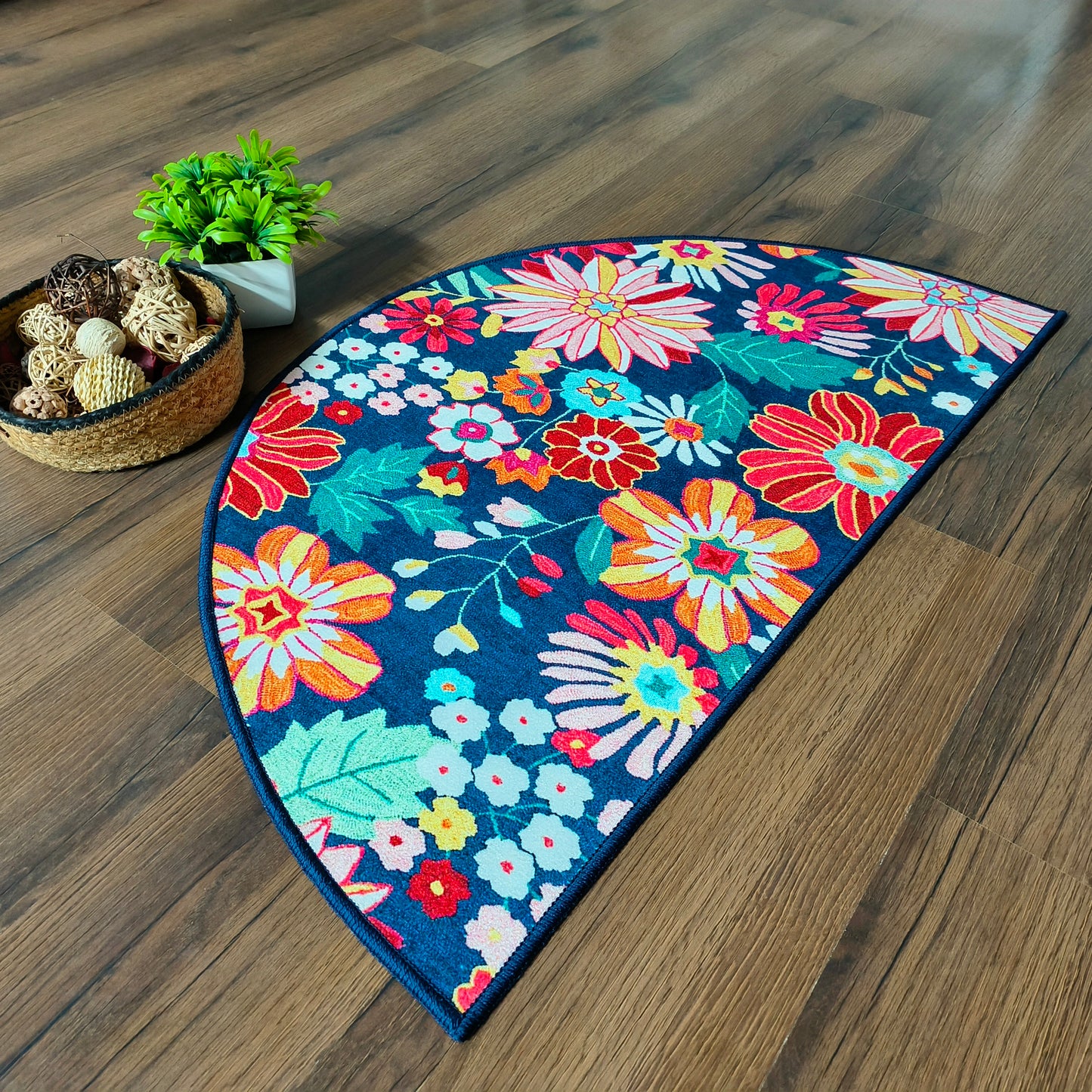 Avioni Home | Crescent Collection | Floor Mats in Flower Design Multi Colour  | Anti Slip, Durable & Washable | Outdoor & Indoor