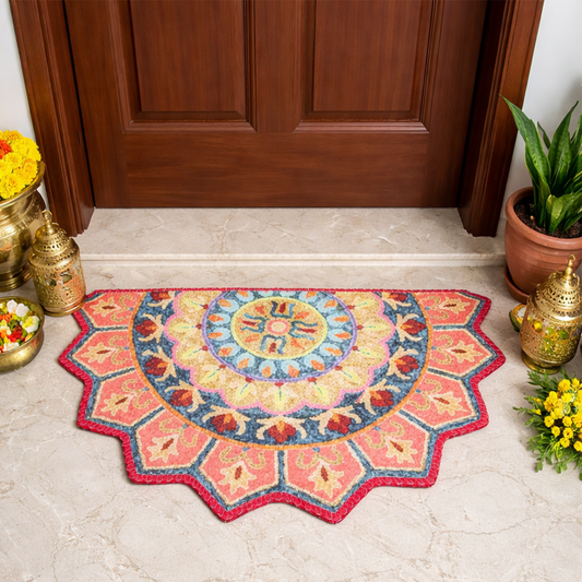 Avioni Home Floor Mats in Beautiful Traditional Rangoli Colors | Anti Slip, Durable & Washable | Outdoor & Indoor