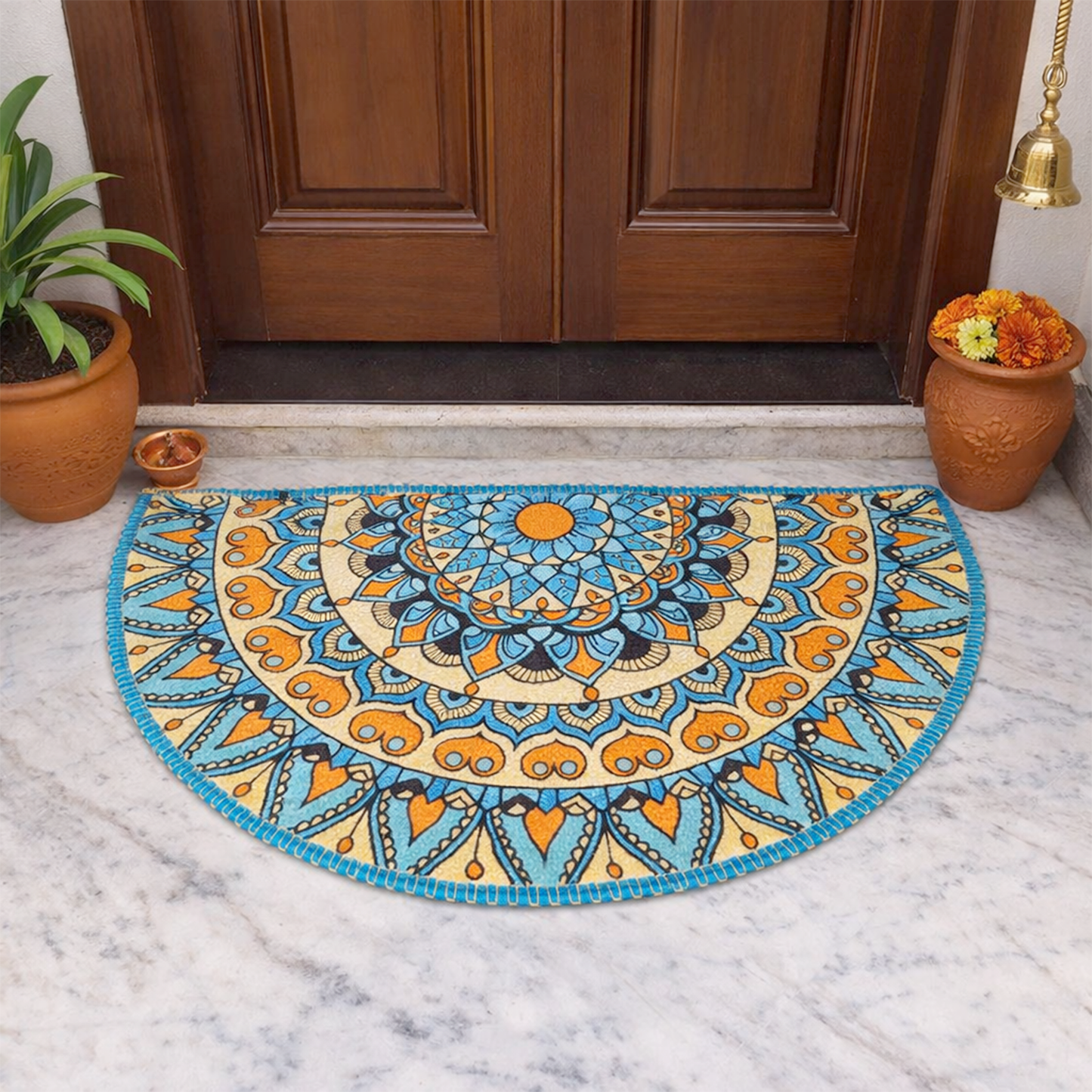Avioni Home Floor Mats in Beautiful Traditional Rangoli Design | Anti Slip, Durable & Washable | Outdoor & Indoor