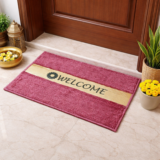 Avioni Desire Collection | Luxury Golden Touch Blush Pink Floor Mat |  Soft And Plush Handmade Door Mats / BathMats -40x60 cms