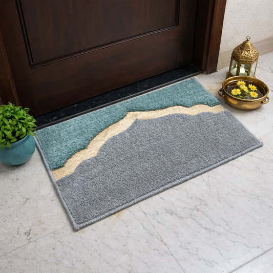 Avioni Desire Collection | Luxury Golden Touch Aqua Mahal  Floor Mat |  Soft And Plush Handmade Door Mats / BathMats -40x60 cms