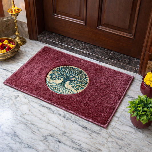 Avioni Desire Collection | Luxury Golden Touch Blush Pink Tree Floor Mat |  Soft And Plush Handmade Door Mats / BathMats -40x60 cms