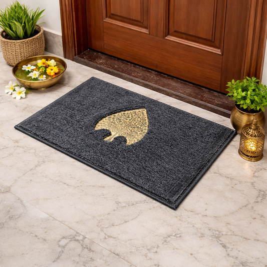 Avioni Desire Collection | Luxury Golden Touch Black FamilyTree Floor Mat |  Soft And Plush Handmade Door Mats / BathMats -40x60 cms