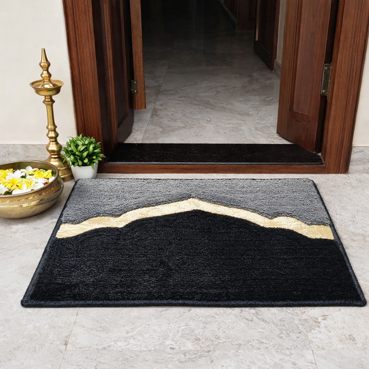 Avioni Desire Collection | Luxury Golden Touch Aqua-Black Mahal  Floor Mat |  Soft And Plush Handmade Door Mats / BathMats -40x60 cms