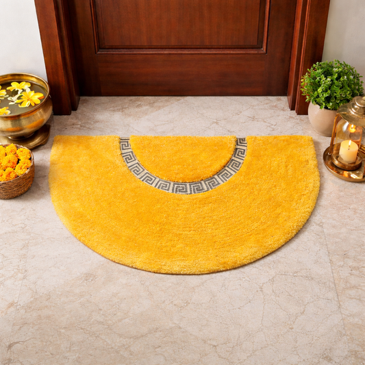 Avioni Divine Collection | Luxury Golden/Silver Touch Yellow Tufted Rug| 25mm Thick | Beautiful-D Shaped Soft And Plush Handmade Door Mats / BathMats -45x75 cms