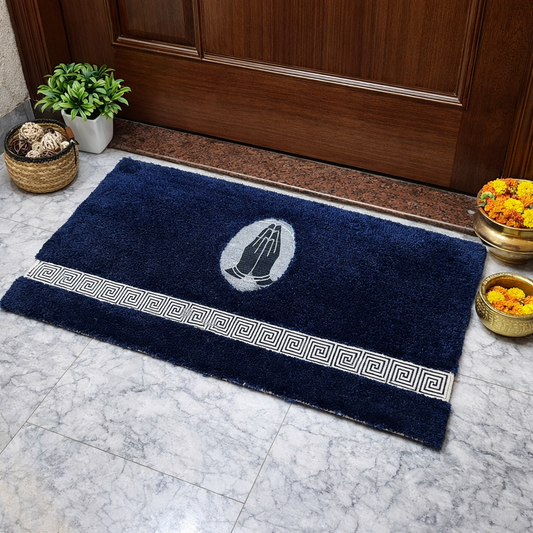 Avioni Divine Collection | Luxury Golden/Silver Touch Tufted Rug Navy Blue In Beautiful-Nameste Soft And Plush Handmade Door Mats |25mm thick | BathMats -45x75 cms