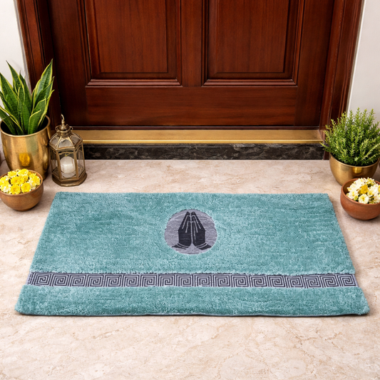 Avioni Divine Collection | Luxury Golden/Silver Touch Tufted Rug Aqua In Beautiful-Nameste Soft And Plush Handmade Door Mats |25mm thick | BathMats -45x75 cms