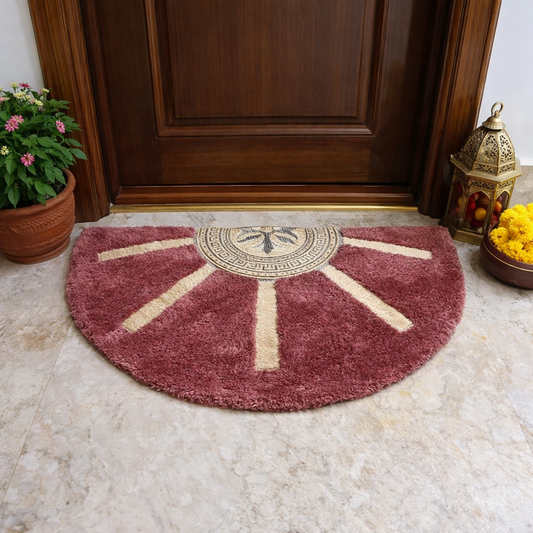 Avioni Divine Collection | Luxury Golden/Silver Touch Tufted Rug Blush Pink In Brightening Sun Soft And Plush Handmade Door Mats |25mm Thickness | BathMats | 45x75cm size