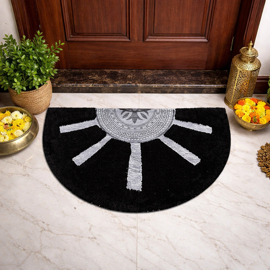 Avioni Divine Collection | Luxury Golden/Silver Touch Tufted Rug  Black In Brightening Sun Soft And Plush Handmade Door Mats |25mm Thickness | BathMats | 45x75cm size