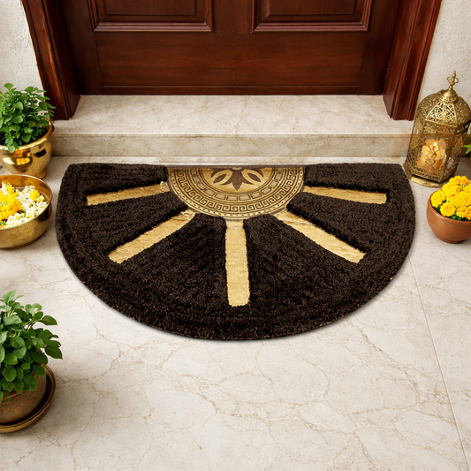 Avioni Divine Collection | Luxury Golden/Silver Touch Tufted Rug  Coffee In Brightening Sun Soft And Plush Handmade Door Mats |25mm Thickness | BathMats | 45x75cm size