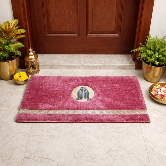 Avioni Divine Collection | Luxury Golden/Silver Touch Tufted Rug Blush Pink In Beautiful-Nameste Soft And Plush Handmade Door Mats |25mm thick | BathMats -45x75 cms