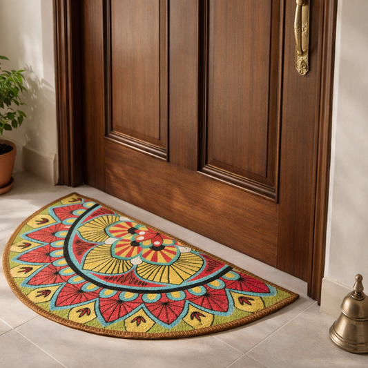 Avioni Home Floor Mats in Beautiful Traditional Rangoli Design | Anti Slip, Durable & Washable | Outdoor & Indoor