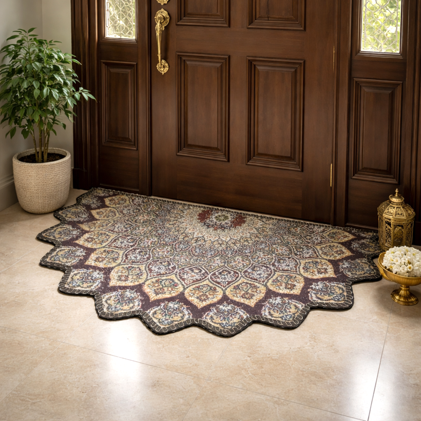 Avioni Home Floor Mats in Beautiful Traditional Persian Cutout Design | Anti Slip, Durable & Washable | Outdoor & Indoor