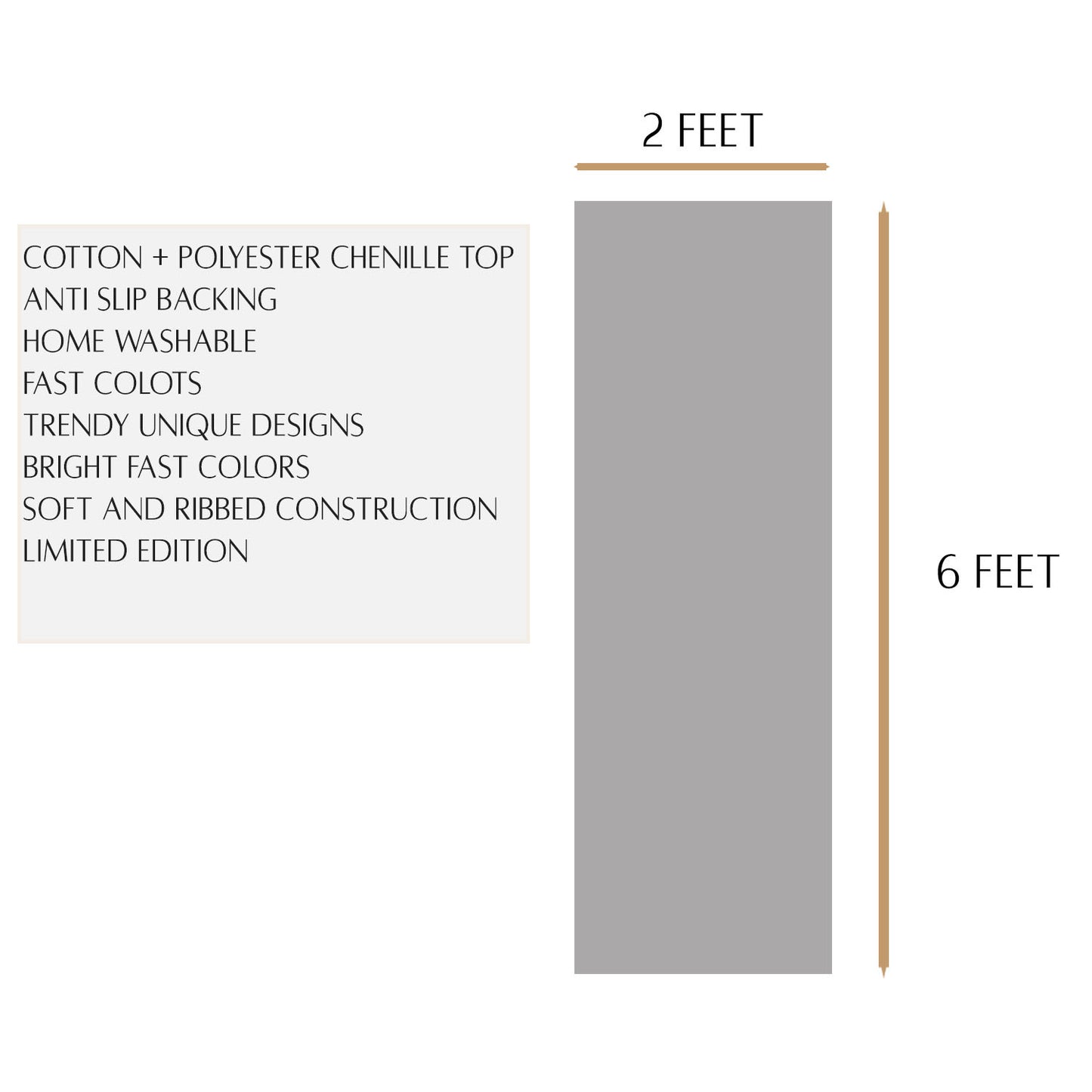 Avioni Luxury Designer Anti Slip Washable Soft Premium Coton and Chenille Multi Color Handloom Yoga Mat 60 x 180cm(~2×6Feet)