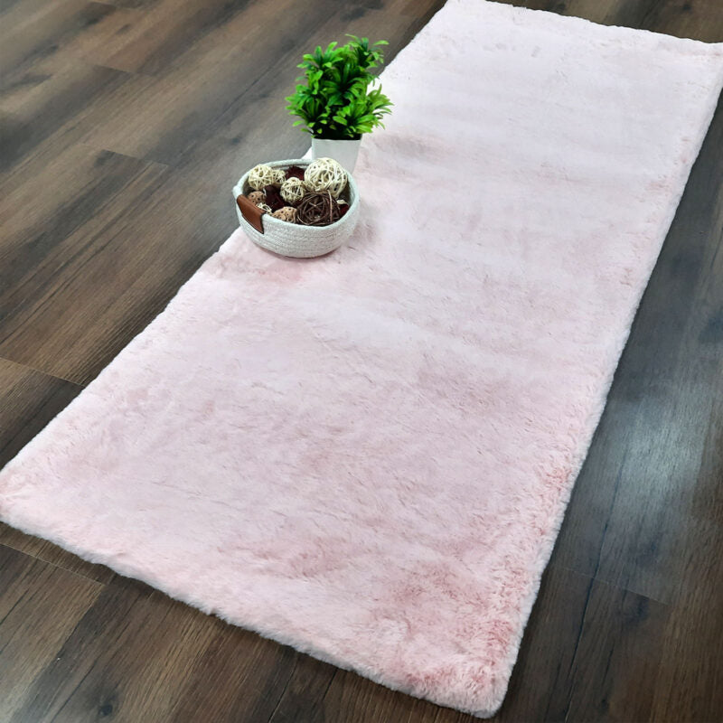 Avioni Bedside/Hallway/Pooja Carpets In Faux Silk Mahroon Plain With Lurex-(55cm x 137cm (~22″ x 55″))