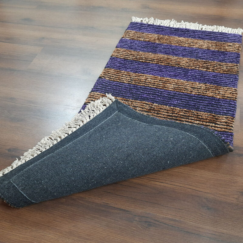 Avioni Handloom Washable Purple Brown Solid Premium Bedside Carpet (55cm x 137cm (~22″ x 55″))