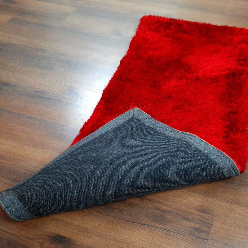 Handloom Shaggy Red Premium Bedside Runner/Carpet (55cm x 137cm (~22″ x 55″)) By Avioni